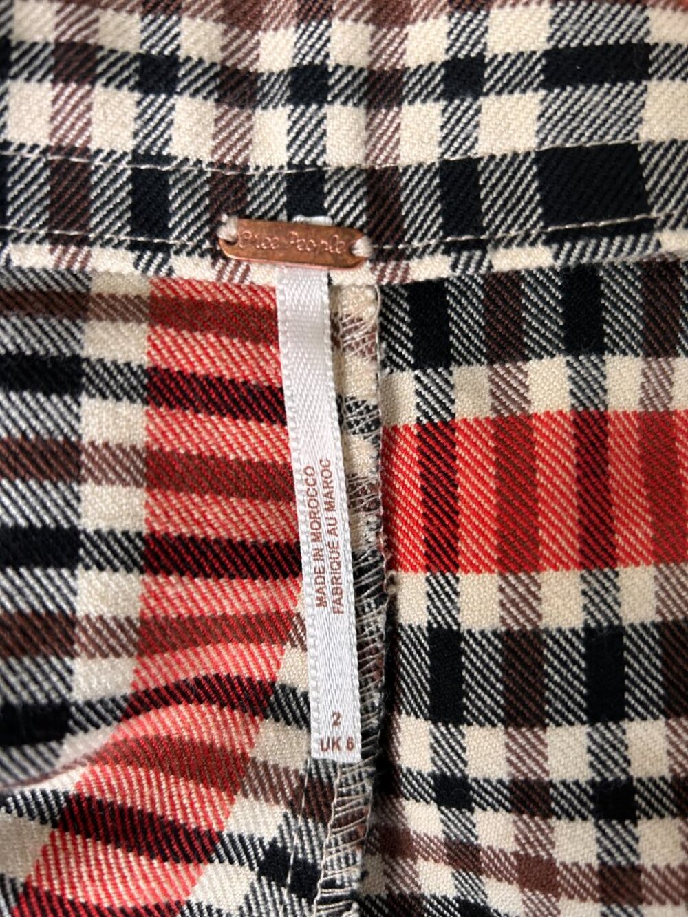 Free People Plaid Checkered High Rise Zip Front Mini Shorts Size 2 - Picture 4 of 8